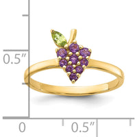 14K Yellow Gold Amethyst and Peridot Grapes Ring - 0.3 Carat Total Gem Weight by 0