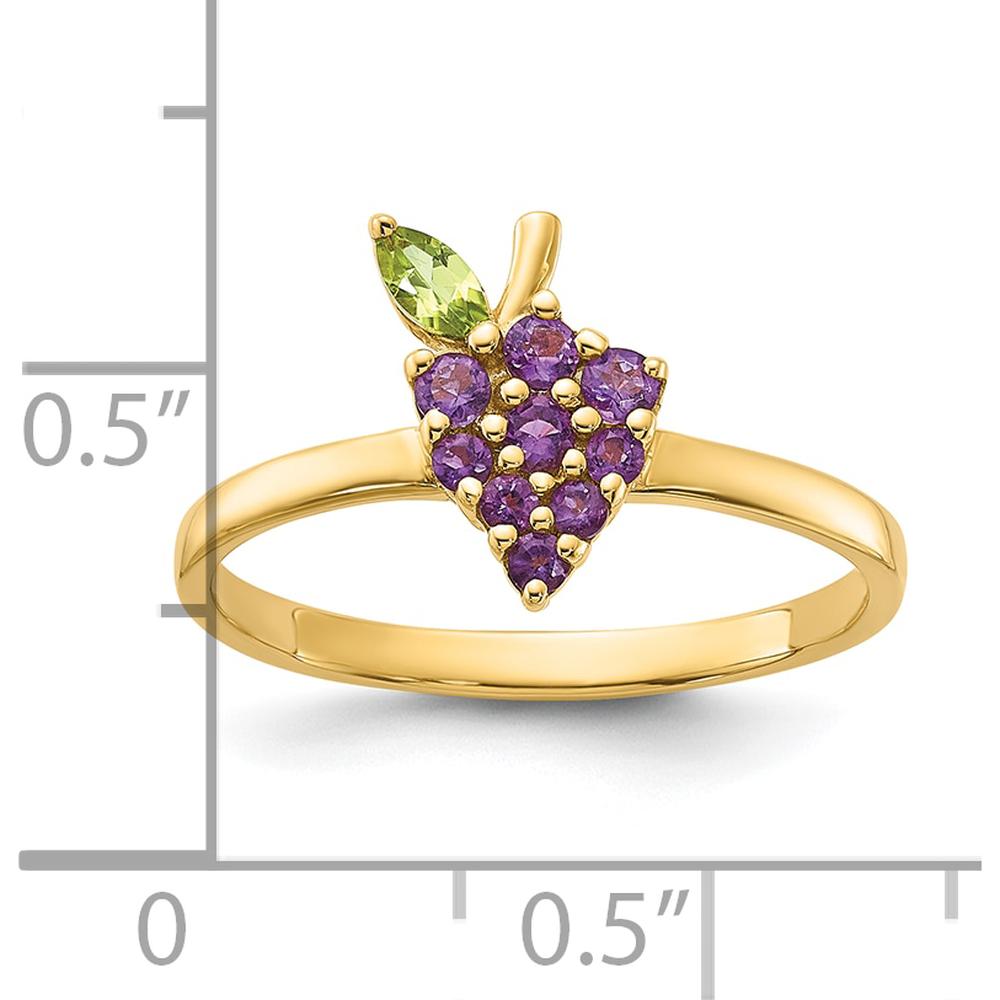 14K Yellow Gold Amethyst and Peridot Grapes Ring - 0.3 Carat Total Gem Weight by 0
