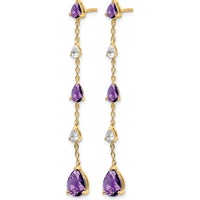 14K Yellow Gold Amethyst and White Topaz Dangle Earrings - 1.76 Carat Total Gem Weight by Monteluci Fine Jewelry
