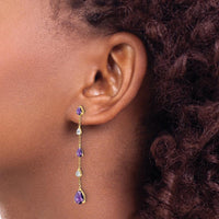 14K Yellow Gold Amethyst and White Topaz Dangle Earrings - 1.76 Carat Total Gem Weight by Monteluci Fine Jewelry