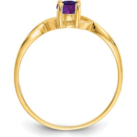 14K Yellow Gold Amethyst Birthstone Ring with Oval Faceted Amethyst - 0.42 Carat by Oro Pregiato