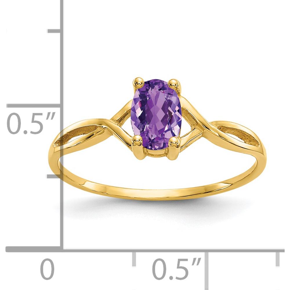 14K Yellow Gold Amethyst Birthstone Ring with Oval Faceted Amethyst - 0.42 Carat by Oro Pregiato