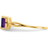 14K Yellow Gold Amethyst Birthstone Ring with Oval Faceted Amethyst - 0.42 Carat by Oro Pregiato