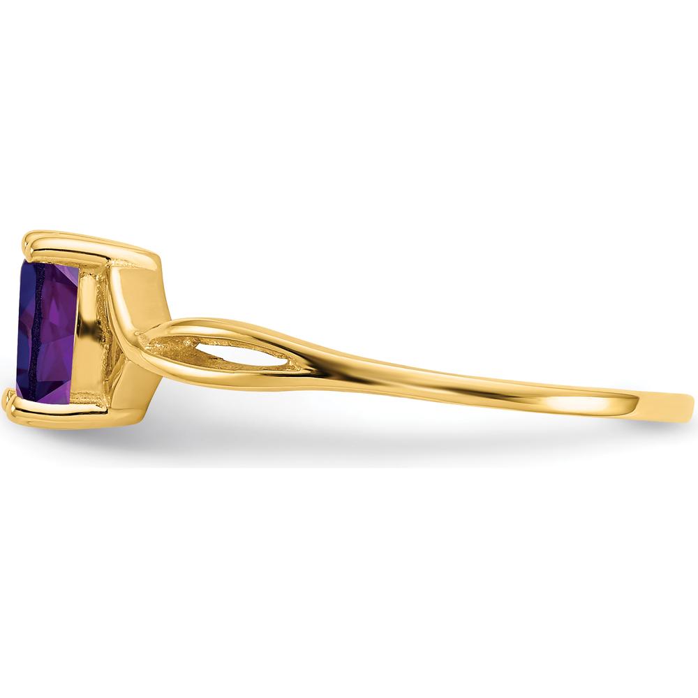 14K Yellow Gold Amethyst Birthstone Ring with Oval Faceted Amethyst - 0.42 Carat by Oro Pregiato