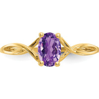 14K Yellow Gold Amethyst Birthstone Ring with Oval Faceted Amethyst - 0.42 Carat by Oro Pregiato