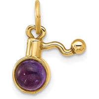 14K Yellow Gold Amethyst Cabochon Perfume Bottle Charm - 0.6 Carats Amethyst by Oro Pregiato