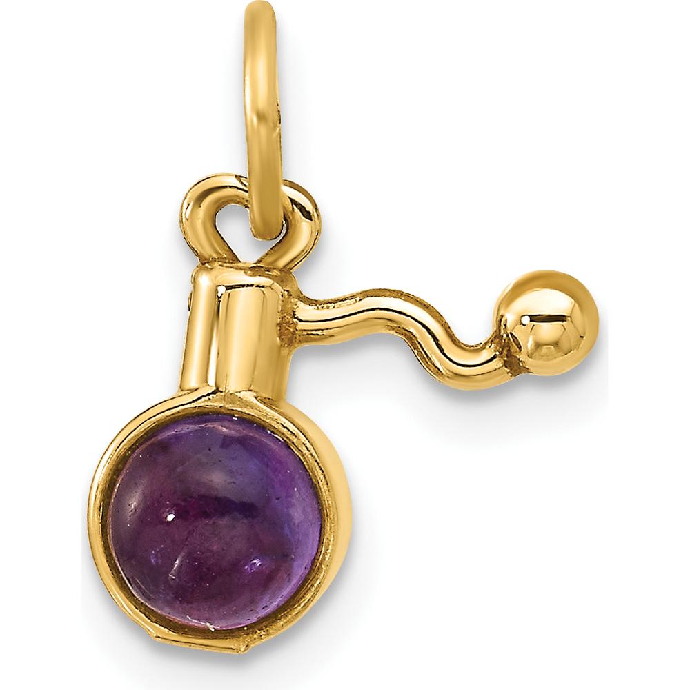 14K Yellow Gold Amethyst Cabochon Perfume Bottle Charm - 0.6 Carats Amethyst by Oro Pregiato