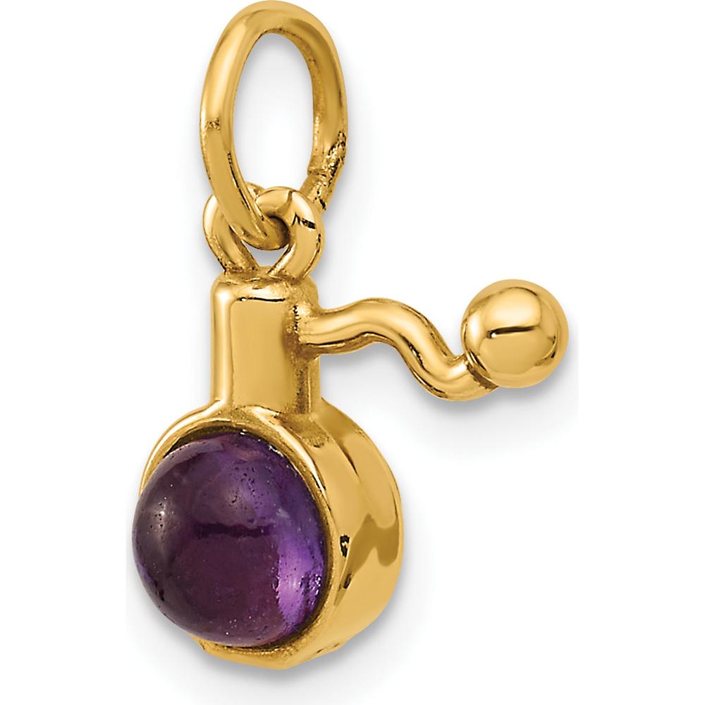 14K Yellow Gold Amethyst Cabochon Perfume Bottle Charm - 0.6 Carats Amethyst by Oro Pregiato