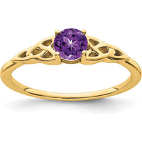 14K Yellow Gold Amethyst Celtic Knot Ring - 4.5mm Round Amethyst by 0