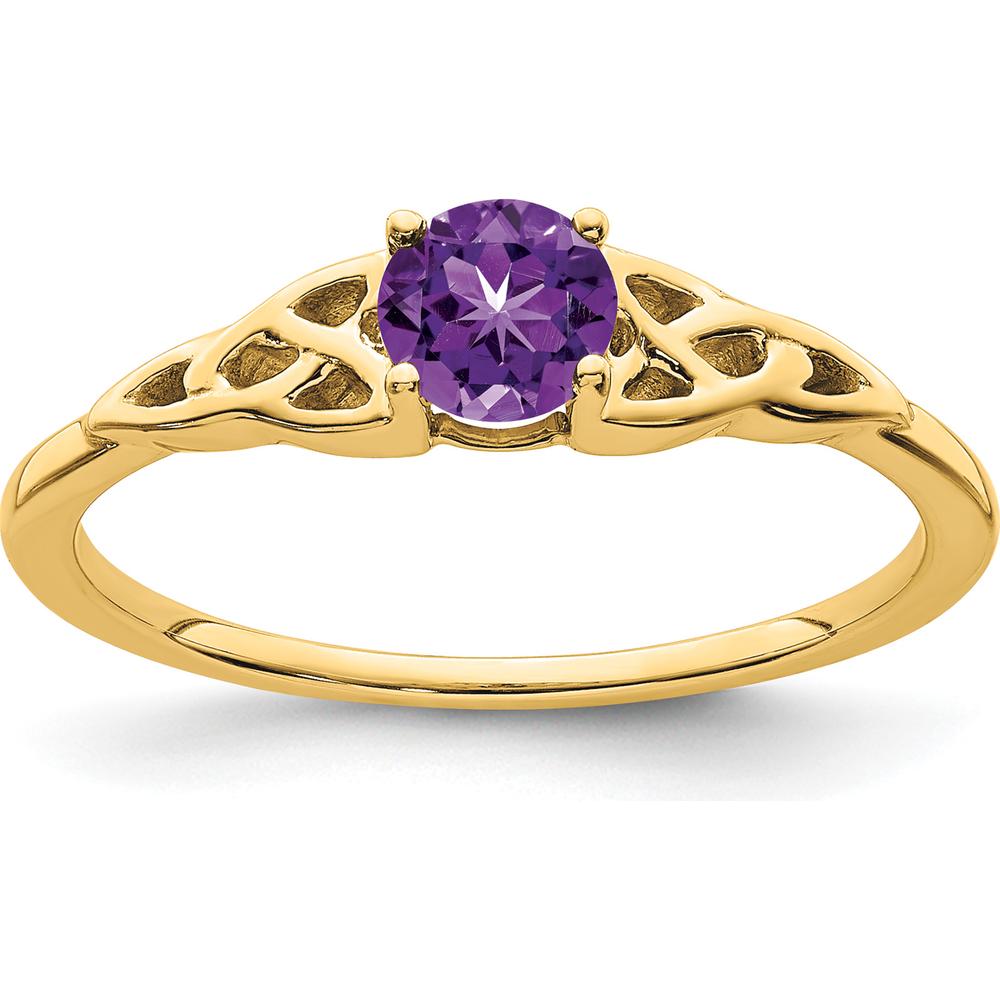 14K Yellow Gold Amethyst Celtic Knot Ring - 4.5mm Round Amethyst by 0