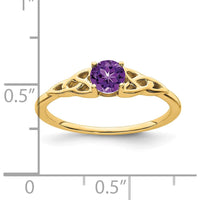 14K Yellow Gold Amethyst Celtic Knot Ring - 4.5mm Round Amethyst by 0