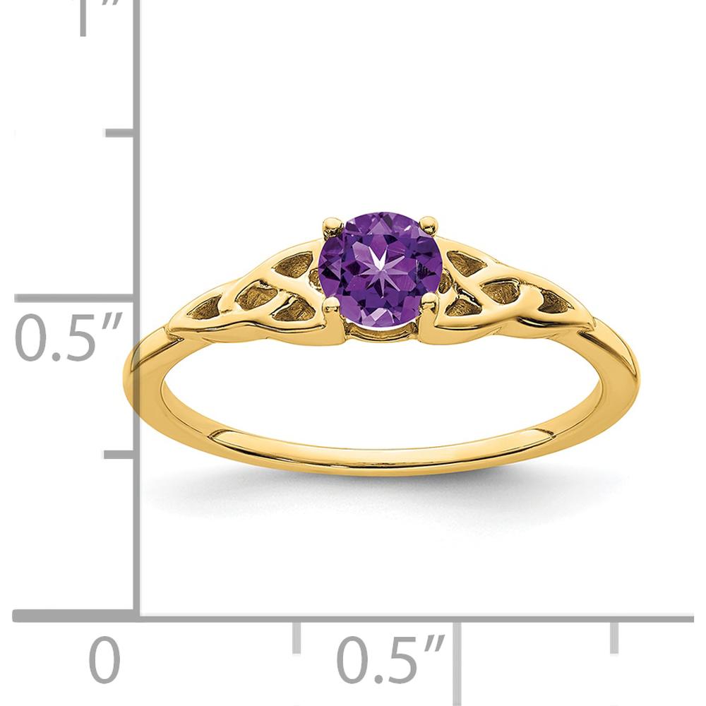 14K Yellow Gold Amethyst Celtic Knot Ring - 4.5mm Round Amethyst by 0
