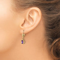 14K Yellow Gold Amethyst Dangle Earrings with Faceted Pear-Shaped Amethyst - 1.5 Carat Total Gem Weight by Monteluci Fine Jewelry