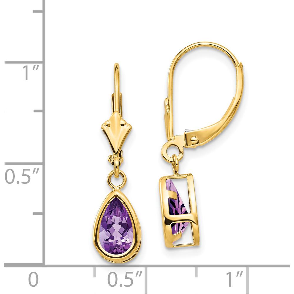 14K Yellow Gold Amethyst Dangle Earrings with Faceted Pear-Shaped Amethyst - 1.5 Carat Total Gem Weight by Monteluci Fine Jewelry