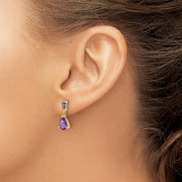 14K Yellow Gold Amethyst Dangle Earrings with Pear and Baguette Amethysts - 1.2 Carat Total Gem Weight by Monteluci Fine Jewelry