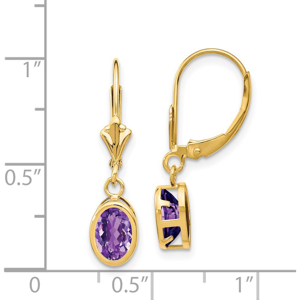 14K Yellow Gold Amethyst Drop Earrings with Oval Faceted Stones - 0.75 Carat Total Weight by Monteluci Fine Jewelry