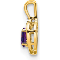 14K Yellow Gold Amethyst Heart Pendant with Diamond Accent - 0.45 Carat Amethyst, 0.007 Carat Diamond by Oro Pregiato