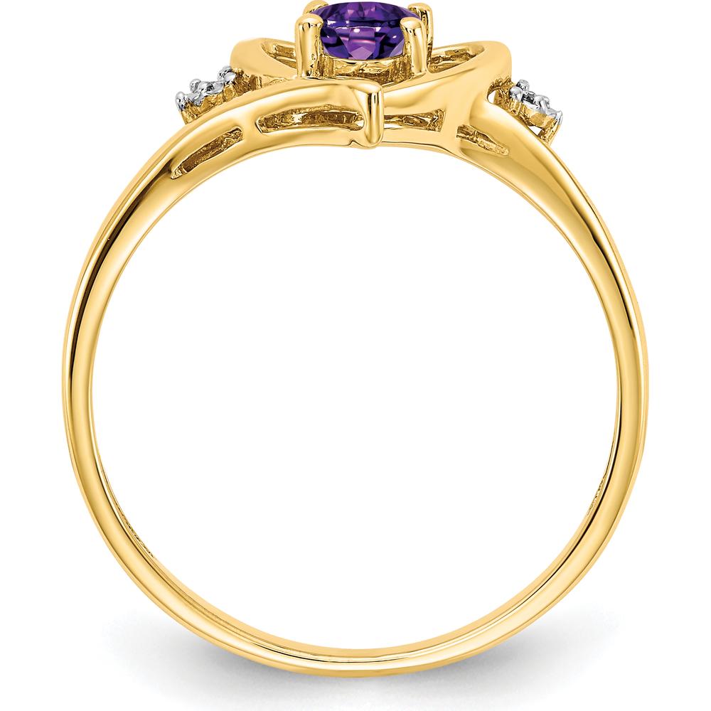 14K Yellow Gold Amethyst Heart Ring with Round Diamonds - 0.45 Carat Amethyst, 0.01 Carat Total Diamond Weight by Oro Pregiato