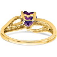 14K Yellow Gold Amethyst Heart Ring with Round Diamonds - 0.713 Carat Amethyst, 0.03 Carat Total Diamond Weight by 0