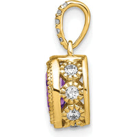 14K Yellow Gold Amethyst Pendant with Round Diamonds - 0.905 Carat Amethyst, 0.06 Carat Diamond Total Weight by Lumare Gioia
