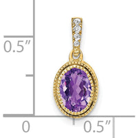 14K Yellow Gold Amethyst Pendant with Round Diamonds - 0.905 Carat Amethyst, 0.06 Carat Diamond Total Weight by Lumare Gioia