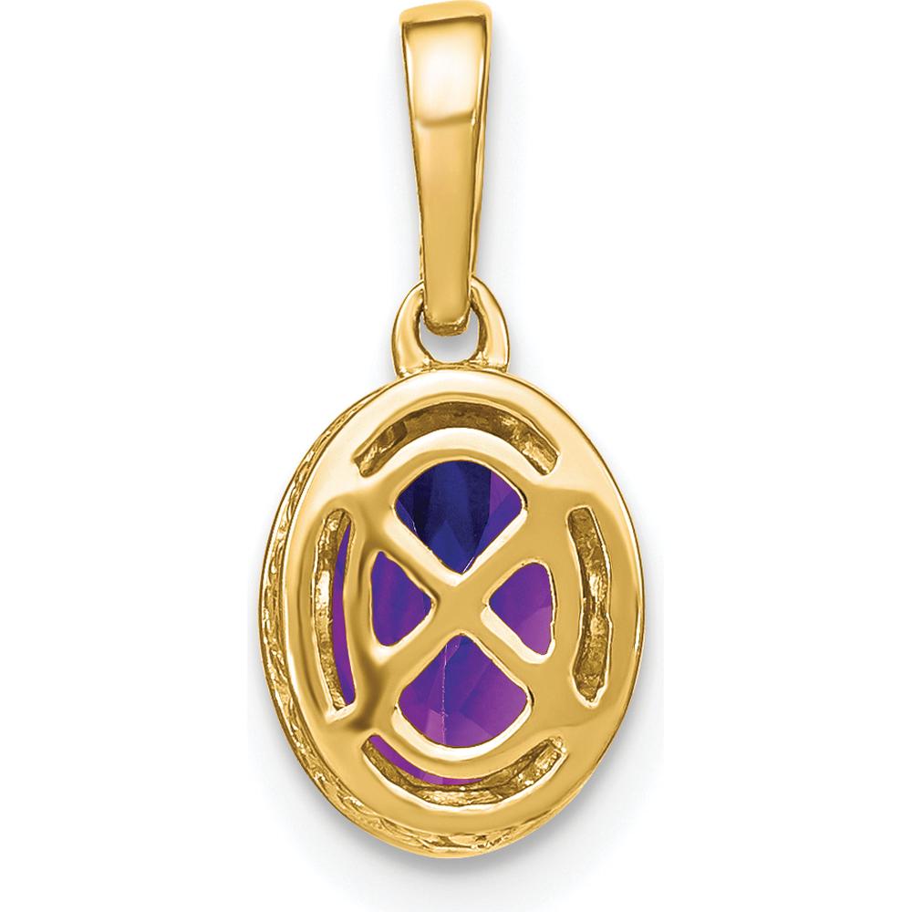 14K Yellow Gold Amethyst Pendant with Round Diamonds - 0.905 Carat Amethyst, 0.06 Carat Diamond Total Weight by Lumare Gioia