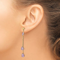 14K Yellow Gold Amethyst Post Dangle Earrings with Marquise and Pear-Shaped Amethyst - 2.0 Carat Total Gem Weight by Monteluci Fine Jewelry