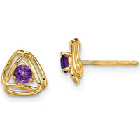 14K Yellow Gold Amethyst Post Earrings - 0.1 Carat Total Amethyst Weight by Oro Pregiato