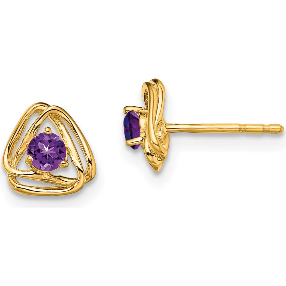 14K Yellow Gold Amethyst Post Earrings - 0.1 Carat Total Amethyst Weight by Oro Pregiato