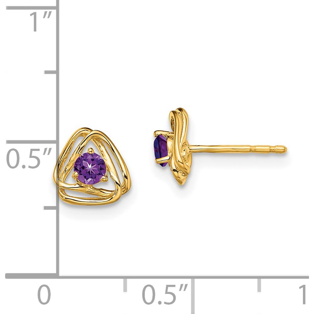 14K Yellow Gold Amethyst Post Earrings - 0.1 Carat Total Amethyst Weight by Oro Pregiato