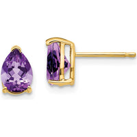 14K Yellow Gold Amethyst Stud Earrings - 0.65 Carat Total Amethyst Weight by Monteluci Fine Jewelry