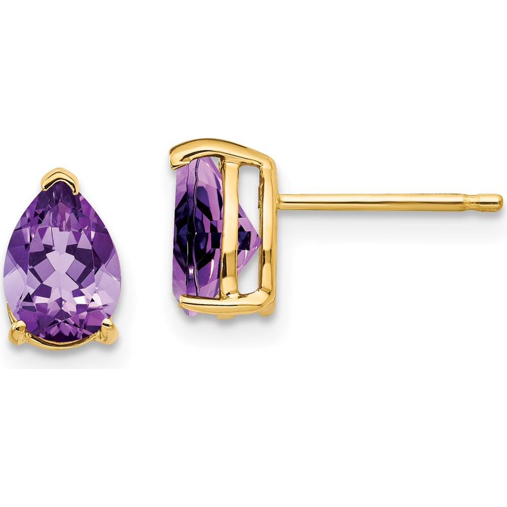 14K Yellow Gold Amethyst Stud Earrings - 0.65 Carat Total Amethyst Weight by Monteluci Fine Jewelry