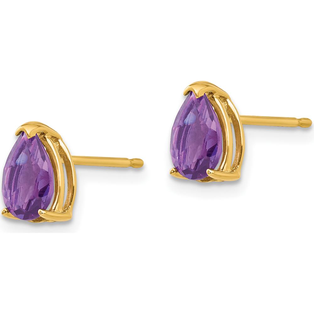14K Yellow Gold Amethyst Stud Earrings - 0.65 Carat Total Amethyst Weight by Monteluci Fine Jewelry