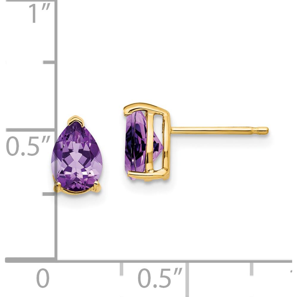 14K Yellow Gold Amethyst Stud Earrings - 0.65 Carat Total Amethyst Weight by Monteluci Fine Jewelry