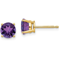 14K Yellow Gold Amethyst Stud Earrings - 0.75 Carat Total Gem Weight by Monteluci Fine Jewelry