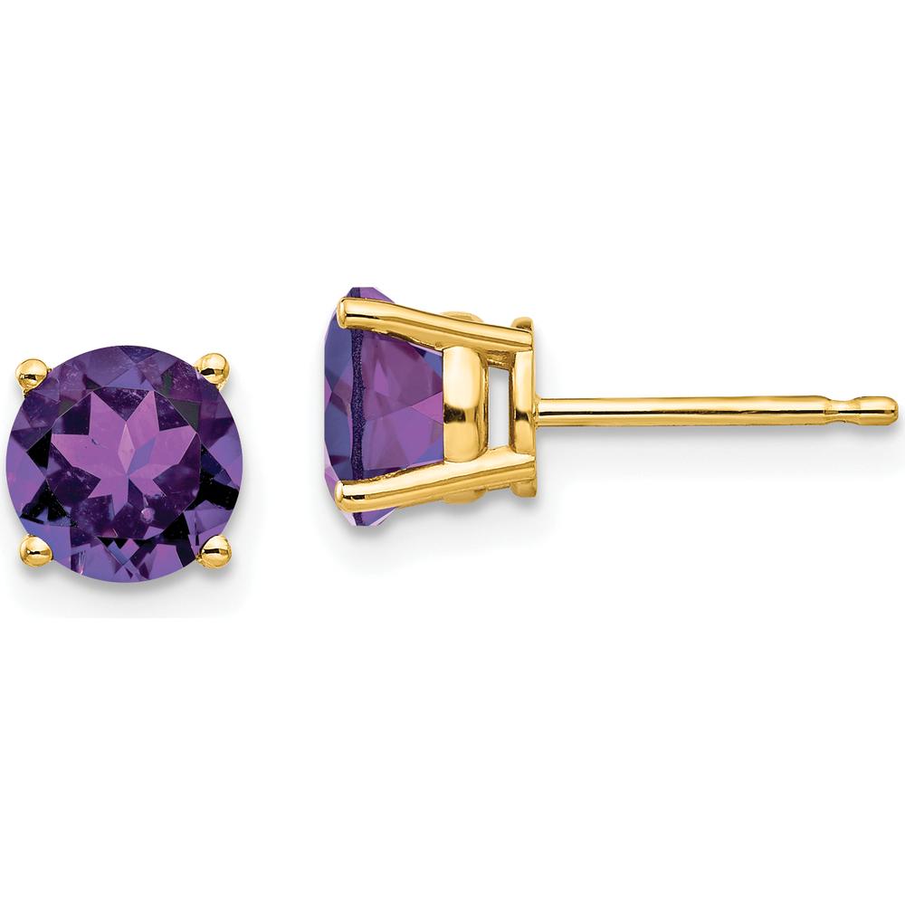 14K Yellow Gold Amethyst Stud Earrings - 0.75 Carat Total Gem Weight by Monteluci Fine Jewelry