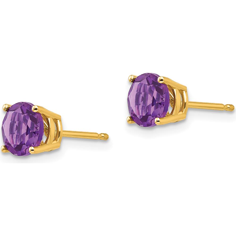 14K Yellow Gold Amethyst Stud Earrings - 0.75 Carat Total Gem Weight by Monteluci Fine Jewelry