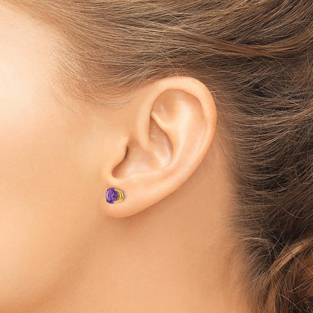 14K Yellow Gold Amethyst Stud Earrings - 0.75 Carat Total Gem Weight by Monteluci Fine Jewelry