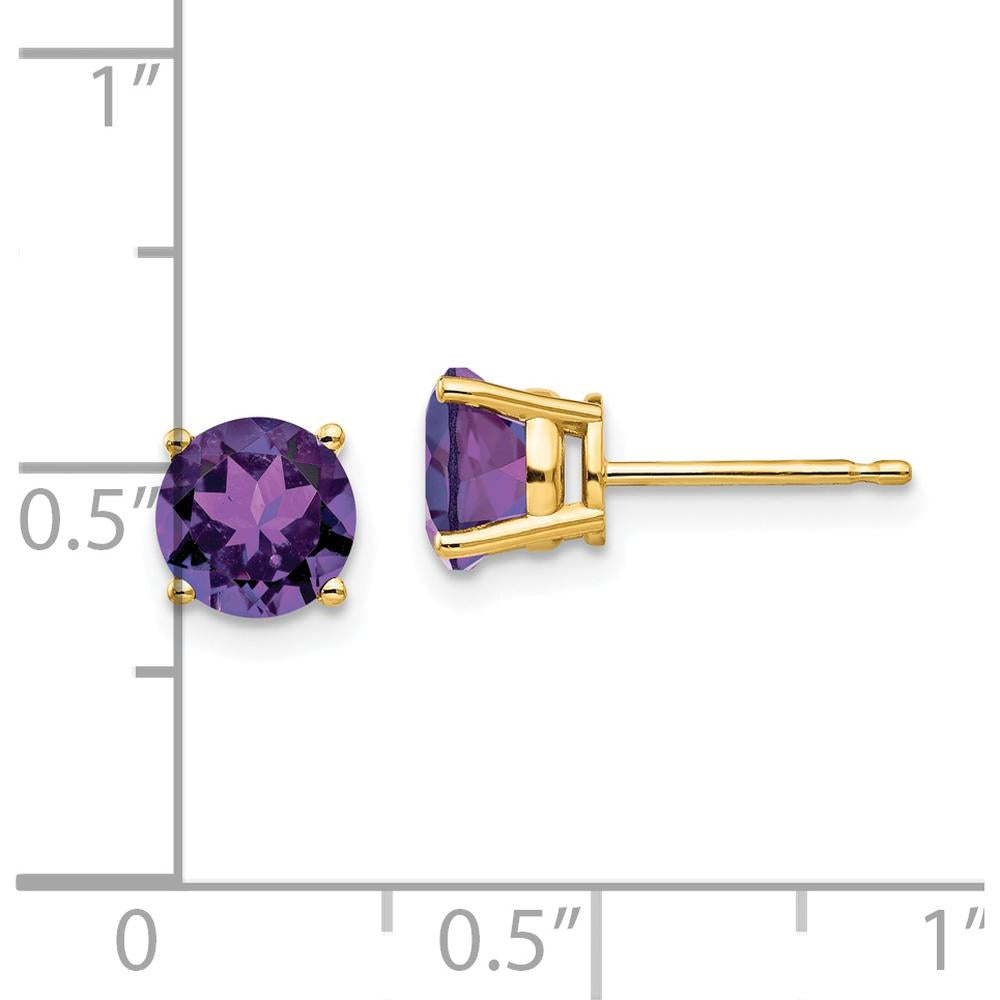 14K Yellow Gold Amethyst Stud Earrings - 0.75 Carat Total Gem Weight by Monteluci Fine Jewelry