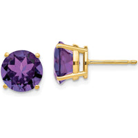 14K Yellow Gold Amethyst Stud Earrings - 1.7 Carat Total Amethyst Weight by Monteluci Fine Jewelry