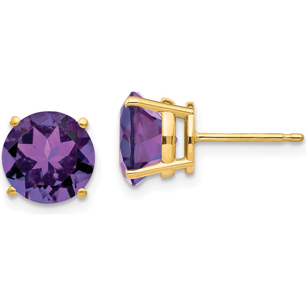 14K Yellow Gold Amethyst Stud Earrings - 1.7 Carat Total Amethyst Weight by Monteluci Fine Jewelry