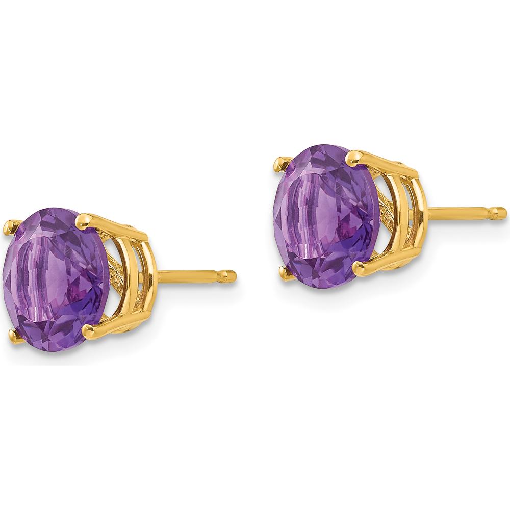 14K Yellow Gold Amethyst Stud Earrings - 1.7 Carat Total Amethyst Weight by Monteluci Fine Jewelry