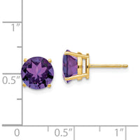 14K Yellow Gold Amethyst Stud Earrings - 1.7 Carat Total Amethyst Weight by Monteluci Fine Jewelry