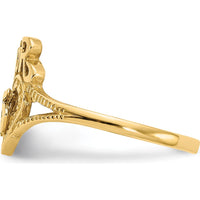 14K Yellow Gold Amor Heart Ring with Satin Finish - 15 Themed Domed Design by Oro Pregiato