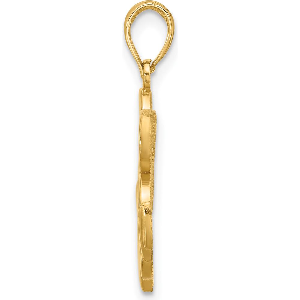 14K Yellow Gold Anchor and Clover Pendant Charm - Polished Finish by Oro Pregiato