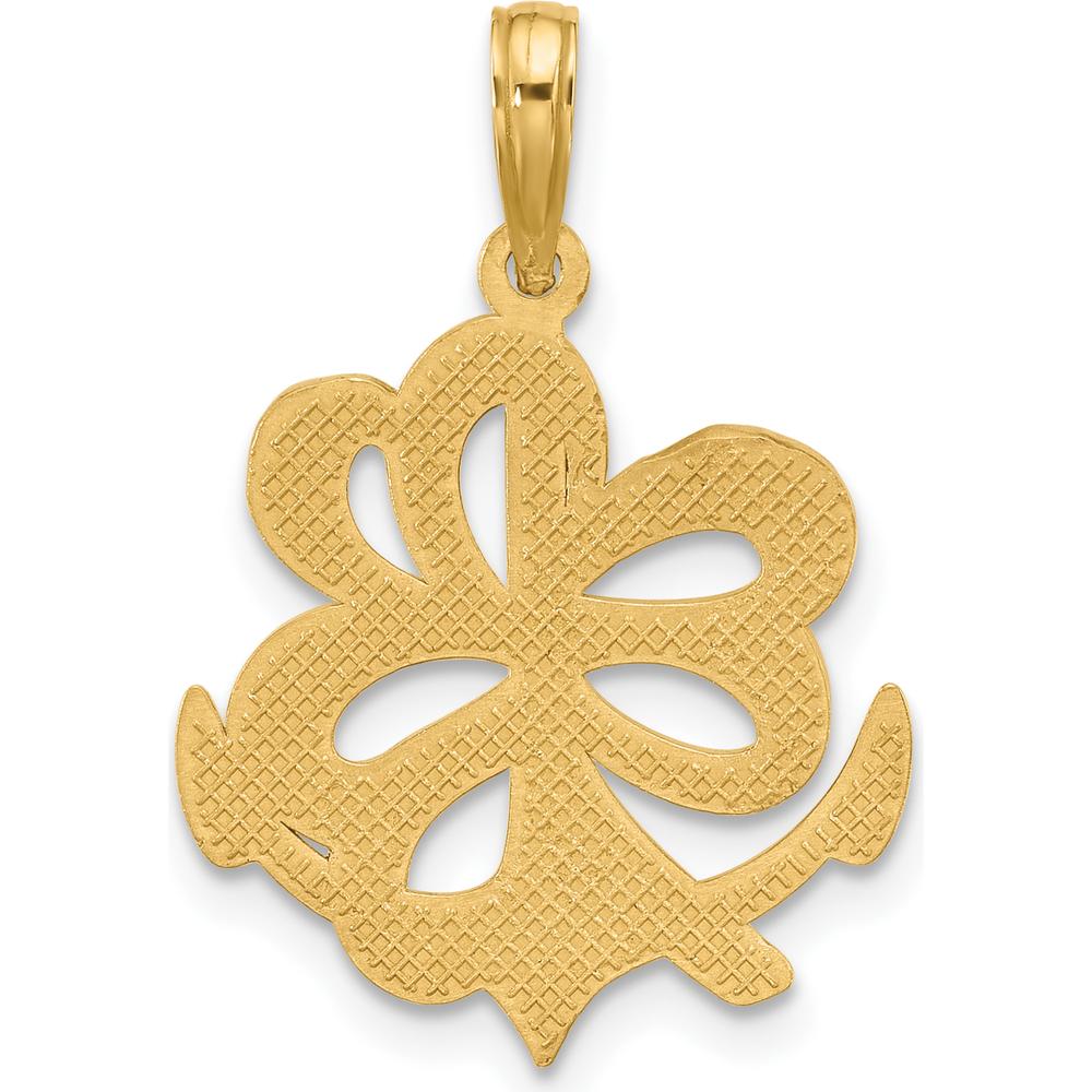 14K Yellow Gold Anchor and Clover Pendant Charm - Polished Finish by Oro Pregiato