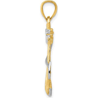 14K Yellow Gold Anchor Pendant with White Rhodium Rope Accent - Nautical Design for Men by Oro Pregiato