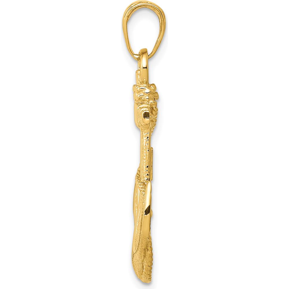 14K Yellow Gold Anchor with Rope Pendant - Nautical Themed Jewelry for Men by Oro Pregiato