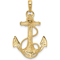 14K Yellow Gold Anchor with Rope Pendant - Nautical Themed Jewelry for Men by Oro Pregiato