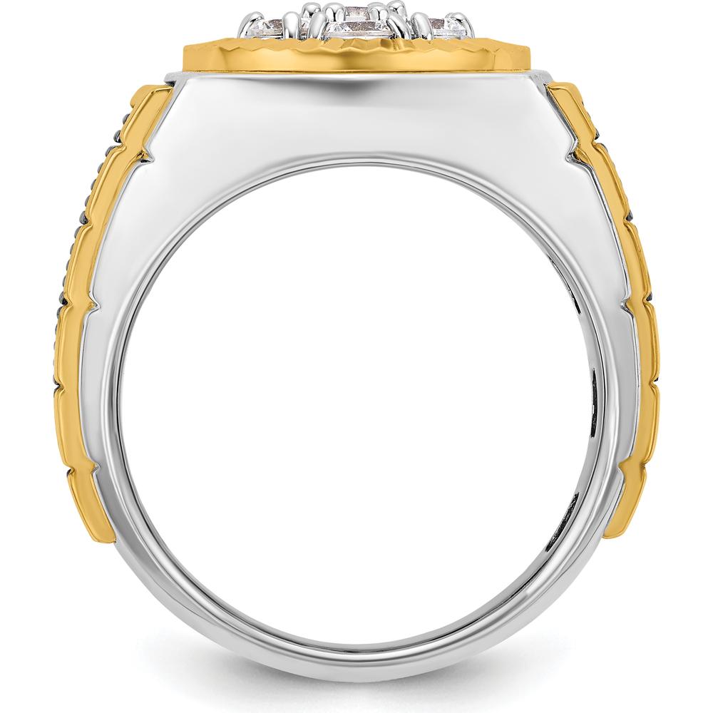 14K Yellow Gold and Black Rhodium Men's Round Diamond Cluster Ring - 1 Carat Total Diamond Weight by IBGoodman